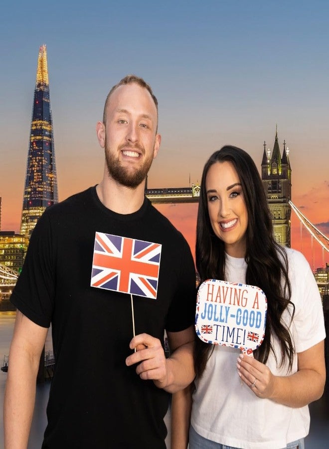 Outside The Booth British Photo Booth Props - 41-pc Photobooth Kit with 8 x 10-Inch Sign, 60 Adhesive Pads, 45 Sticks - London England Decorations - Union Jack Party Decorations - Image 4