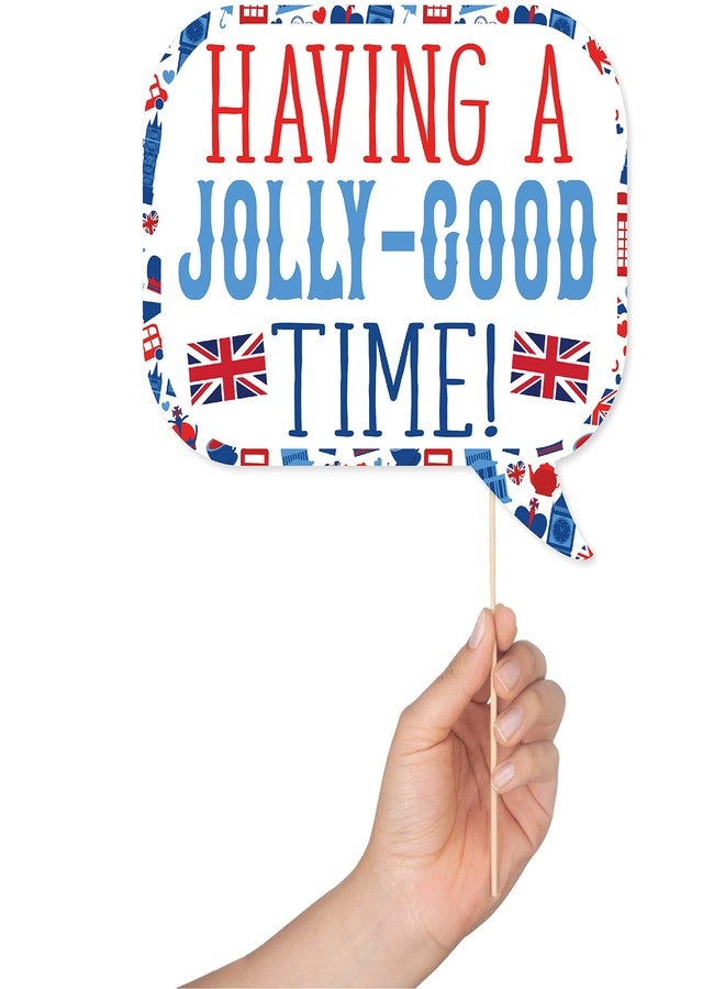 Outside The Booth British Photo Booth Props - 41-pc Photobooth Kit with 8 x 10-Inch Sign, 60 Adhesive Pads, 45 Sticks - London England Decorations - Union Jack Party Decorations - Image 3