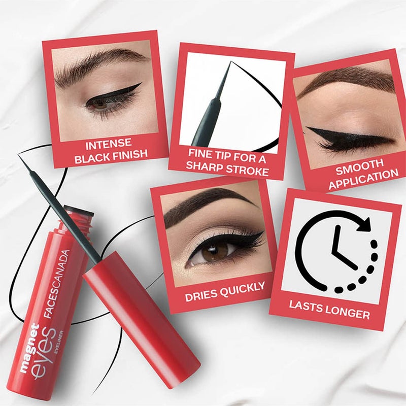 Facescanada FACES CANADA Magneteyes Range Trio Pack Black 1335 g Kajal Eyeliner Mascara Lightweight Long Lasting Smooth Texture Precise Application Intense Color Payoff Paraben Free - Image 4