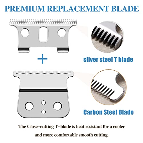 Wusuker 2 Pack T Outliners Blades Compatible with Andis T Outliner & GTX Trimmer, Replacement Blade Compatible with Andis #04710 and Andis #04521 (Sliver Steel T Blade + Sliver Steel Blade) - Image 3