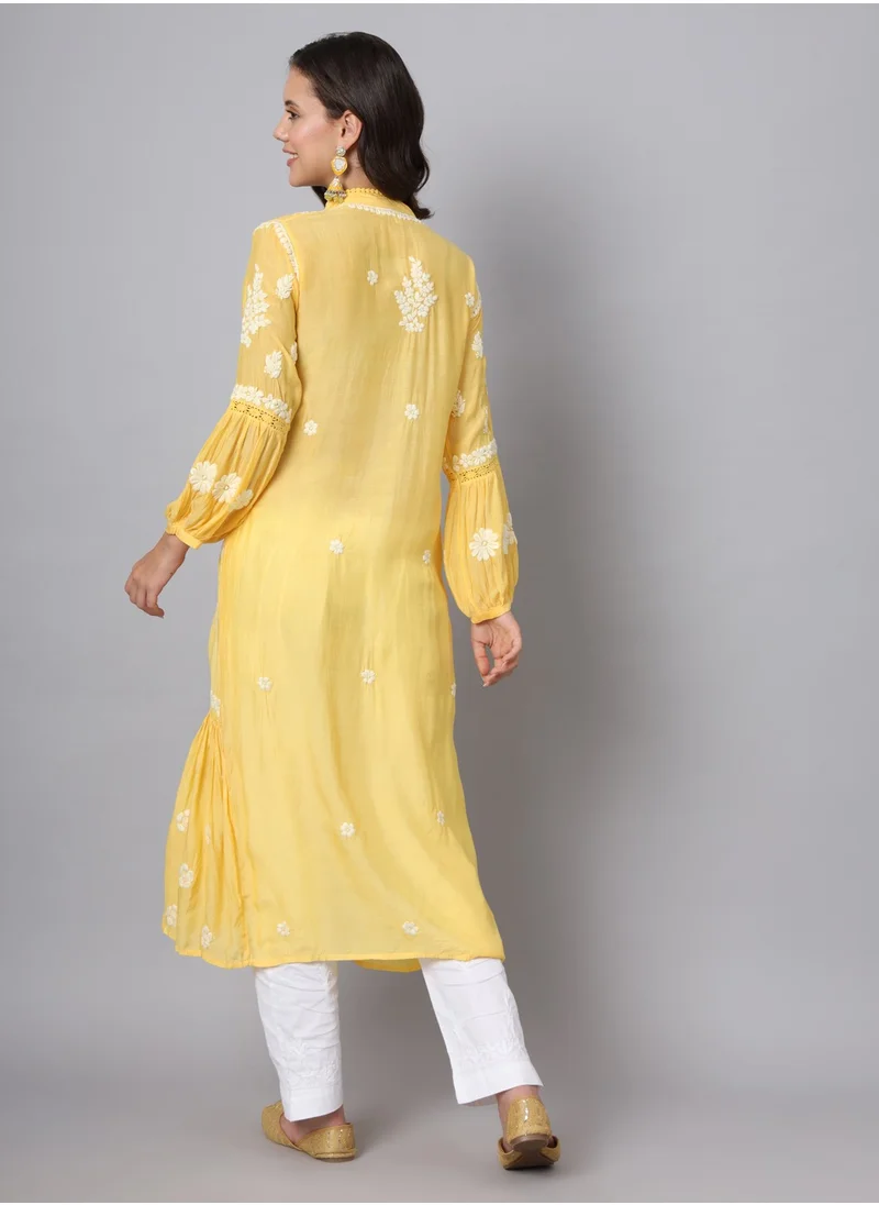 Alaya Women Hand Embroidered Chikankari Cotton Kurta-AL3888