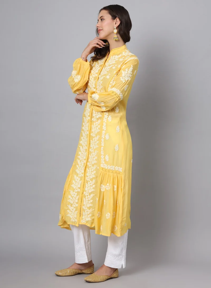 Alaya Women Hand Embroidered Chikankari Cotton Kurta-AL3888