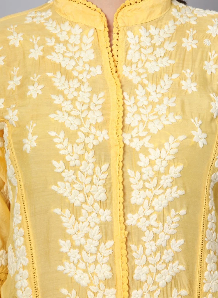 Alaya Women Hand Embroidered Chikankari Cotton Kurta-AL3888