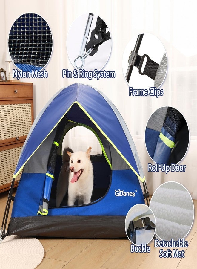 GDanes Blue Dog Tent House - Portable Indoor/Outdoor Dog Bed with Soft Pad for Large Dogs, 42 x 42 x 32 Inches - Image 3