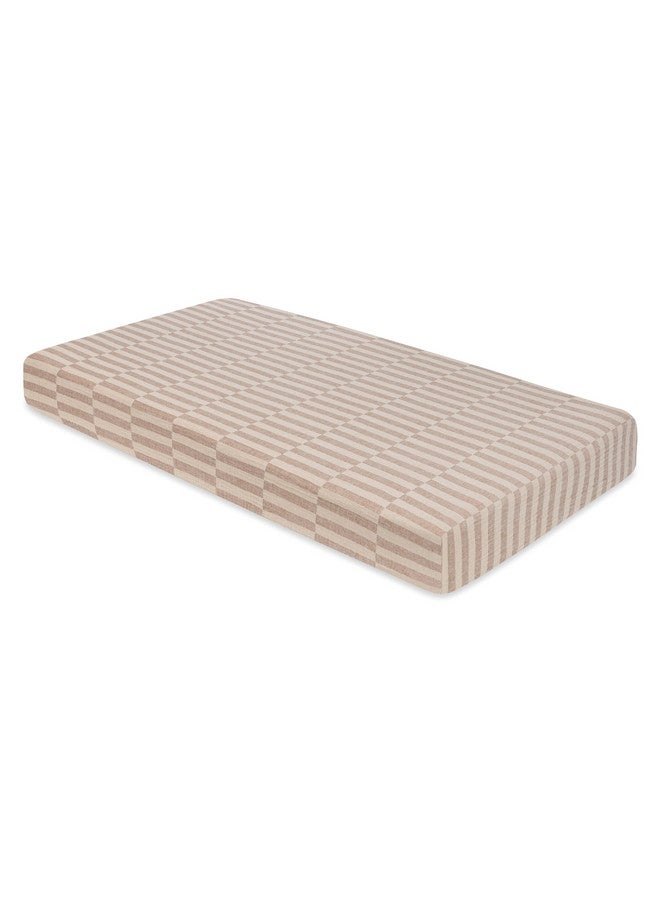 Babyletto 100% Organic Cotton Crib Sheet, GOTS-Certified, Fitted 360°, Ultra-Soft and Breathable Muslin - Cocoa Offset Stripe - Image 2