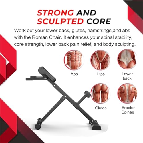 EASY BIG 45-Degree Hyperextension Roman Chair - Adjustable Height and Back, Sturdy and Comfortable - Glute, Hamstring, and Ab Workouts - Foldable Sit Up Gym Bench for Home ★ - Image 3
