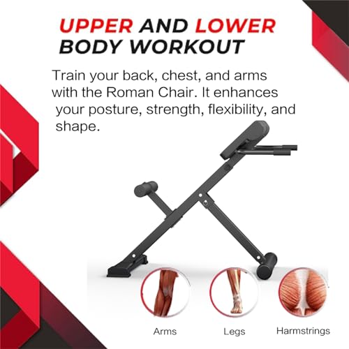 EASY BIG 45-Degree Hyperextension Roman Chair - Adjustable Height and Back, Sturdy and Comfortable - Glute, Hamstring, and Ab Workouts - Foldable Sit Up Gym Bench for Home ★ - Image 4