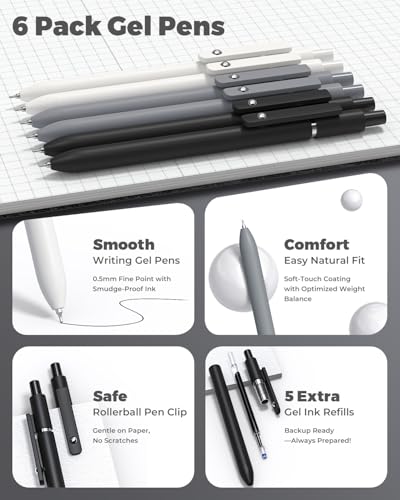 Four Candies 45 PCS School Supplies with Pen Case, 6 Gel Pens, 6 Art Mechanical Pencil Set, 12 Highlighters for College Essentials Office Stationery (Black) - Image 4