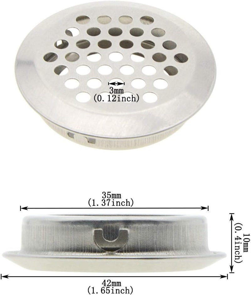 NACX 50Pcs Air Vents 35mm Circular Soffit Vent Stainless Steel Round Vent Mesh Hole Louver for Kitchen Bathroom Cabinet Wardrobe - Image 2