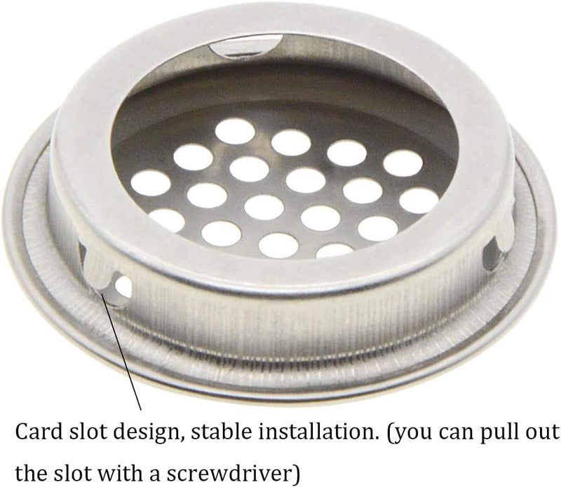 NACX 50Pcs Air Vents 35mm Circular Soffit Vent Stainless Steel Round Vent Mesh Hole Louver for Kitchen Bathroom Cabinet Wardrobe - Image 3
