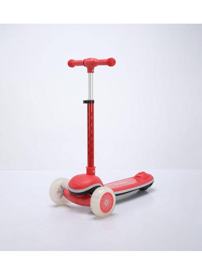 Scooter  3-Wheel Kids Scooter – Red Adjustable Height Toddler Scooter with Light-Up Wheels & Foldable Design - Image 1