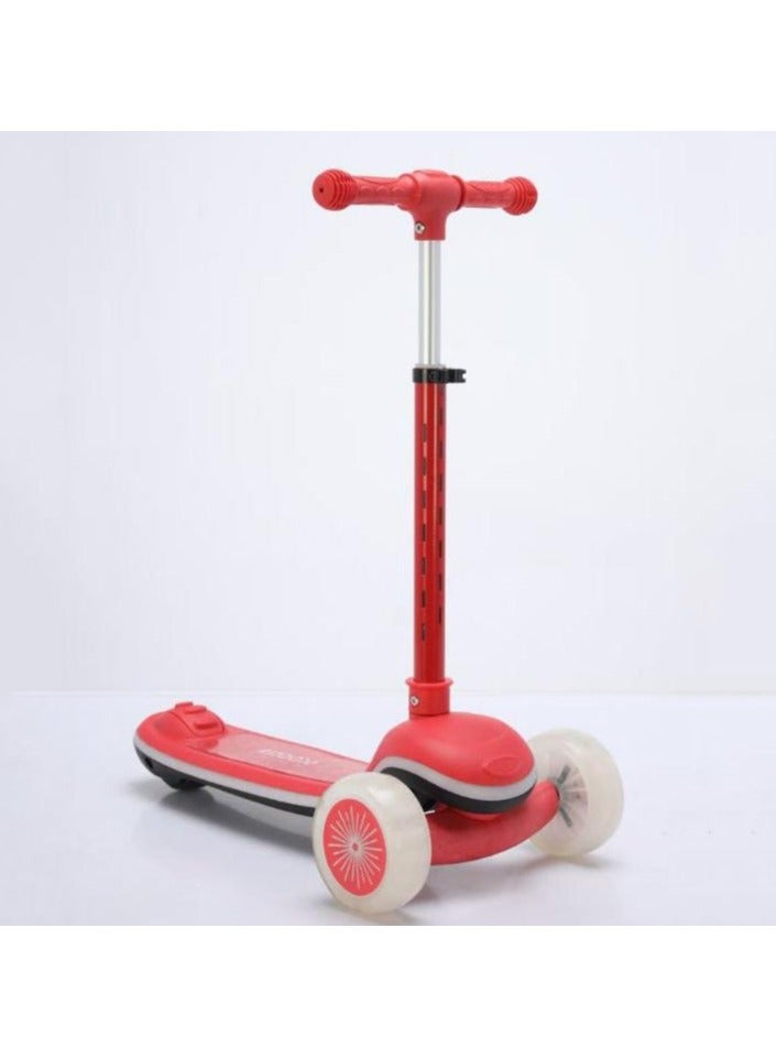 Scooter  3-Wheel Kids Scooter – Red Adjustable Height Toddler Scooter with Light-Up Wheels & Foldable Design - Image 2