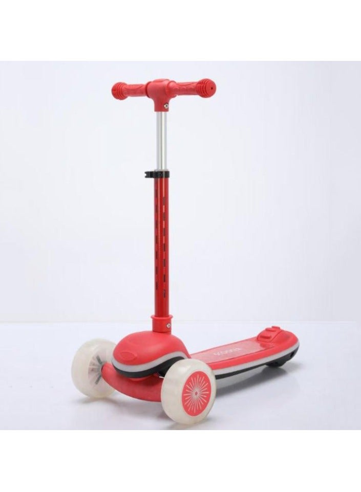 Scooter  3-Wheel Kids Scooter – Red Adjustable Height Toddler Scooter with Light-Up Wheels & Foldable Design - Image 3