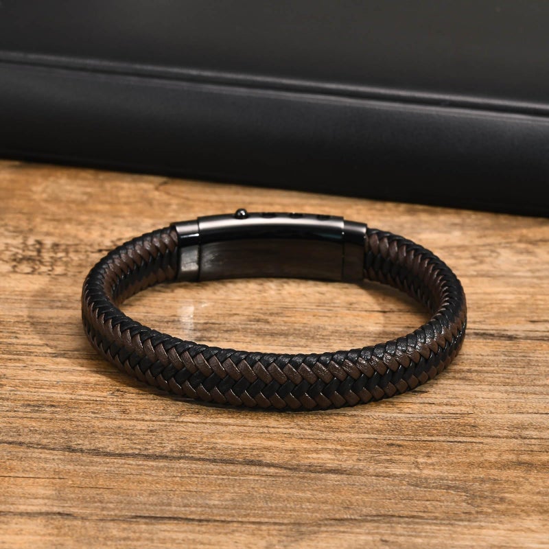 VNOX Christian Gifts For Men- Personalized Religious Gift For Men Pre-Engraved Inspirational Christian Faith Bible Verse Quote Mens Leather Bracelet,Joshua 1.9,Personalized Christmas Gifts For Men, - Image 4