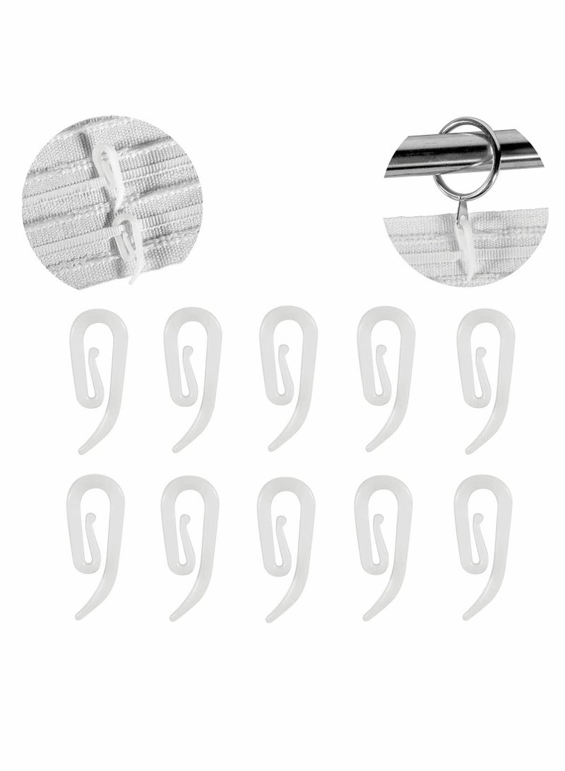 White Plastic Curtain Hooks for Door Curtain 100 Pcs - Image 1