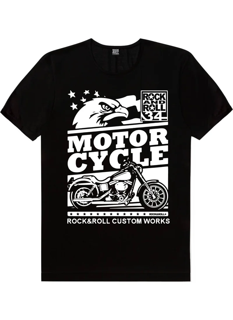 Rock&Roll Custom Made Moto Black Short Sleeve Men's T-Shirt