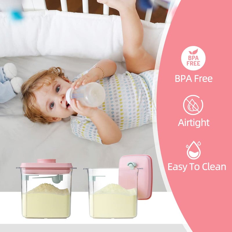 Ankou Ankou Formula Container - 1700ml Airtight Formula Dispenser One Button Handy Milk Powder Container BPA-Free Storage Containers with Scoop and Scraper Transparent 730g  - Image 3