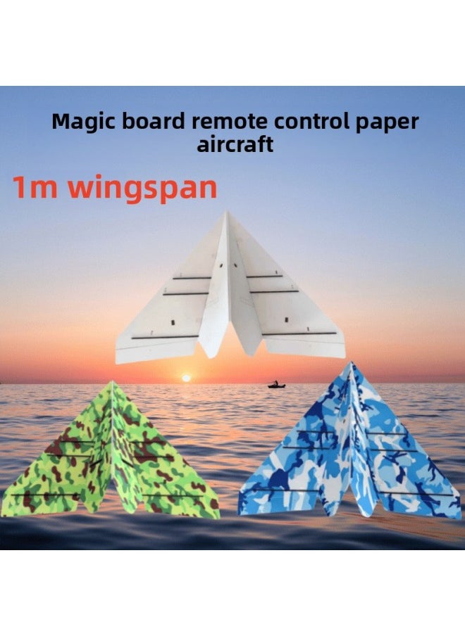 Generic - Paper Airplane Model Aircraft 1m Magic Board Pp Anti-Fall Board Competition Delta Wing Electric Glider Kt Remote Control-Color:Complete Machine Standard Package (mc6c Right-hand Throttle)-Specification:1m Magic Board Paper Plane (camouflage Blue) - Image 1