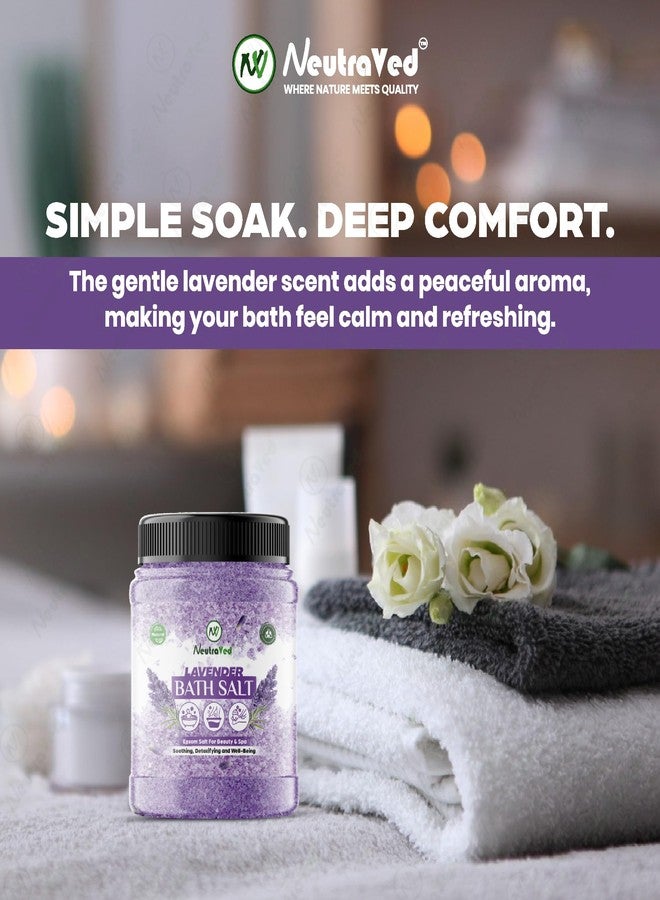 NeutraVed Lavender Bath Salt 500gm | Epsom Salt for Foot Soak, Bath | Relives Aches & Pain | Enriched with Lavender Essential Oil - 500gm - Image 4