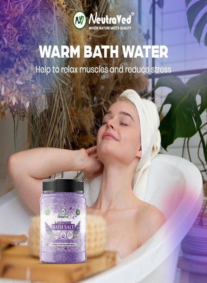 NeutraVed Lavender Bath Salt 500gm | Epsom Salt for Foot Soak, Bath | Relives Aches & Pain | Enriched with Lavender Essential Oil - 500gm - Image 2