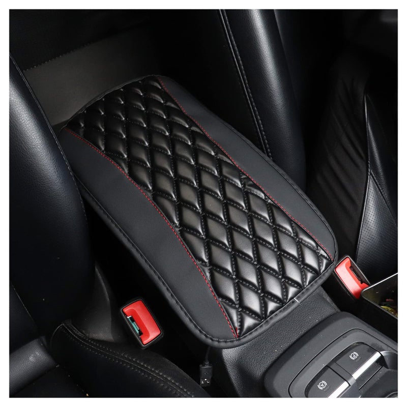 NHHC Car Center Console CoverPU Leather Arm Rest Cover for Car with Diamond Grid DesignUniversal AntiScratch Cars Armrest Covers Cars Interior Accessories for Relieving Arm Fatigue Black
