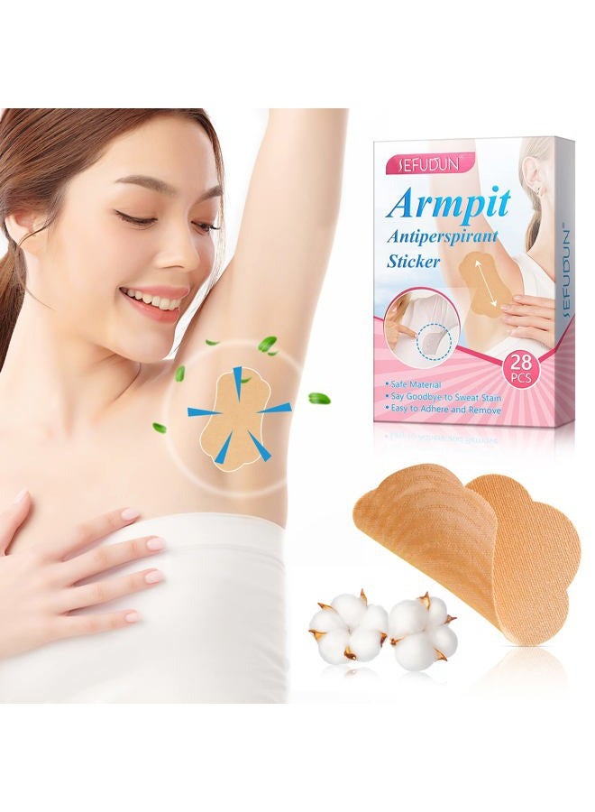 RTBYUE Underarm Sweat Pads, 28 Pcs Invisible Self-adhesive Cotton Armpit Antiperspirant Sticker, Disposable Anti Perspiration Absorbent Deodorant Prevention Pad, for Women and Men Non Sweat Armpit Protection - Image 2