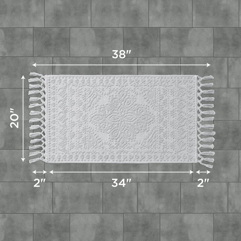 French Connection Nellore Bath Rugs, Woven and Beaded Bath Mats, Durable and Thick Bath Mats for Bathroom and Shower Rugs, 20" x 38", Light Grey - Image 2