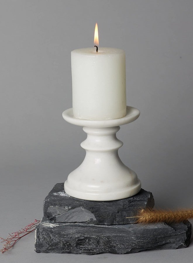 Stone Essential Orient Round Marble Pillar Candle Holder Stand for Table, Home Decoration and Gift - Image 4