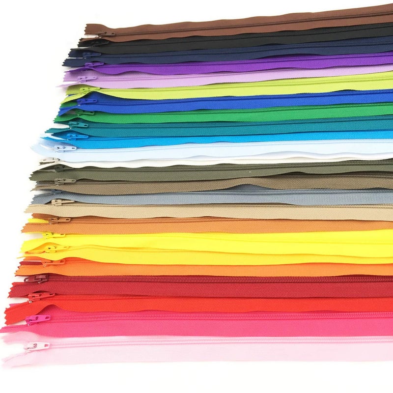 60pcs 12 inch Zippers25Colors Nylon Coil Zipper Bulk 3 Zippers for Tailor Sewing Crafts