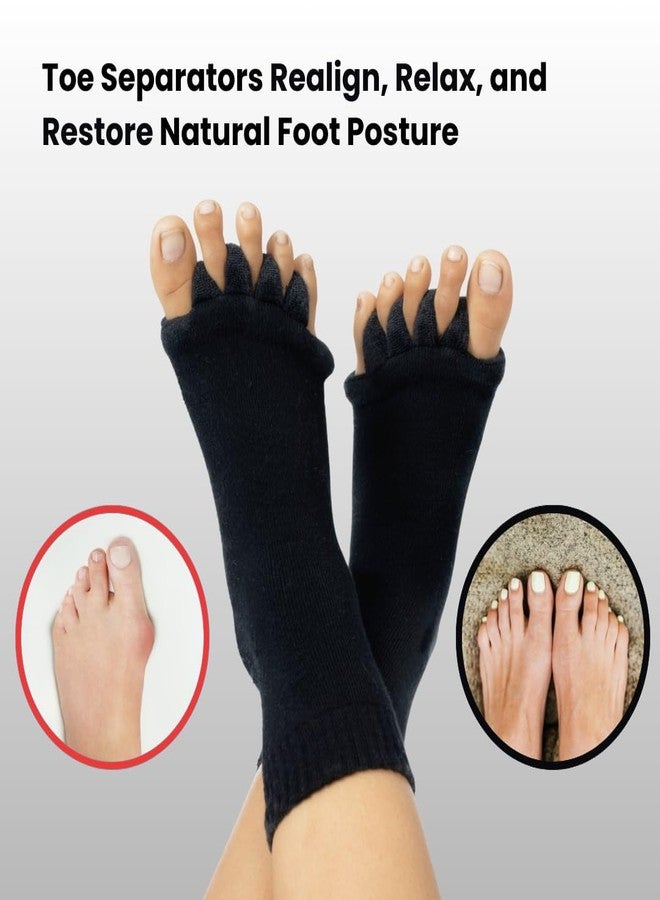 ZOQWEID Foot Alignment Socks Men & Women | Five Toe Separator | Foot Pain Relief | Bunion Corrector | Plantar Fasciitis | Improving Posture & Increasing Flexibility | Free Size | Black | 1 Pair - Image 5