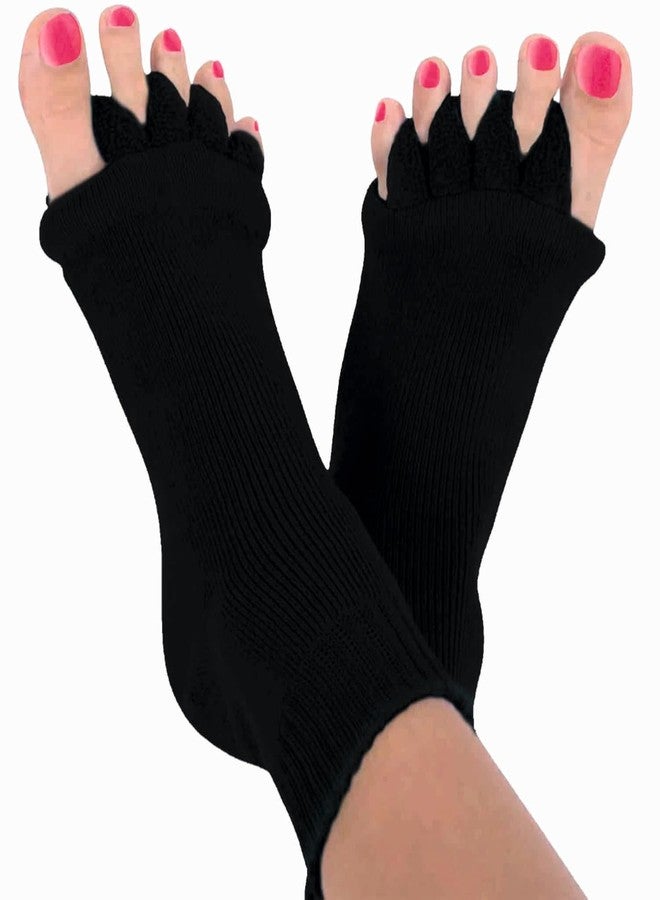 ZOQWEID Foot Alignment Socks Men & Women | Five Toe Separator | Foot Pain Relief | Bunion Corrector | Plantar Fasciitis | Improving Posture & Increasing Flexibility | Free Size | Black | 1 Pair - Image 1