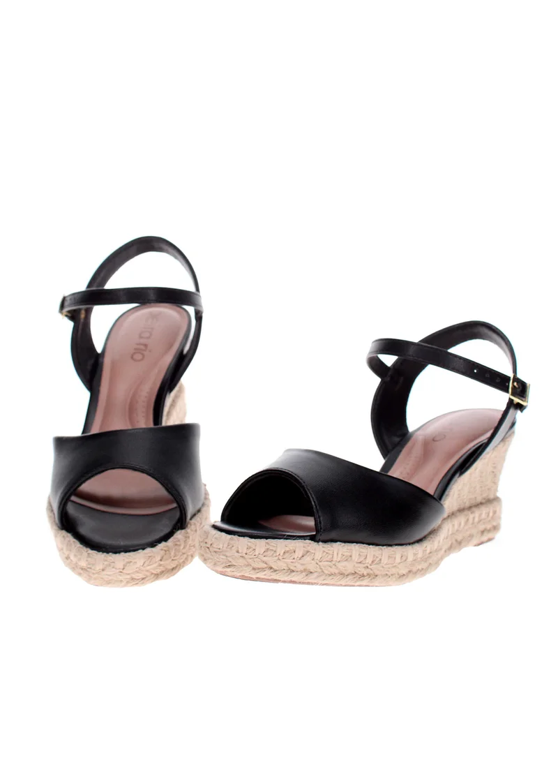 Beira Rio Black Wedge Sandals for Women – Stylish & Comfortable Elevated Footwear for Women | Best Price UAE