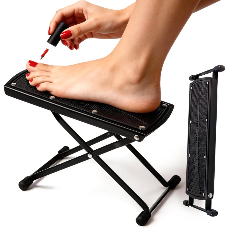 ZtohPyo Foldable Foot Rest, 6-Height Adjustable Spa Foot Stand, Non-Slip Sturdy Foot Care Stand for Easy Home Pedicures, Beauty Pedicure Stool Tool - Image 1