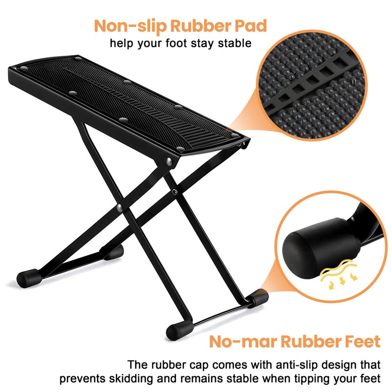 ZtohPyo Foldable Foot Rest, 6-Height Adjustable Spa Foot Stand, Non-Slip Sturdy Foot Care Stand for Easy Home Pedicures, Beauty Pedicure Stool Tool - Image 4