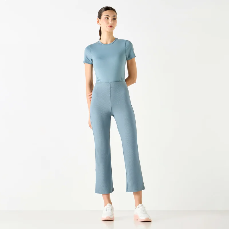 ADOT by Splash Ribbed Leggings with Elasticated Waistband