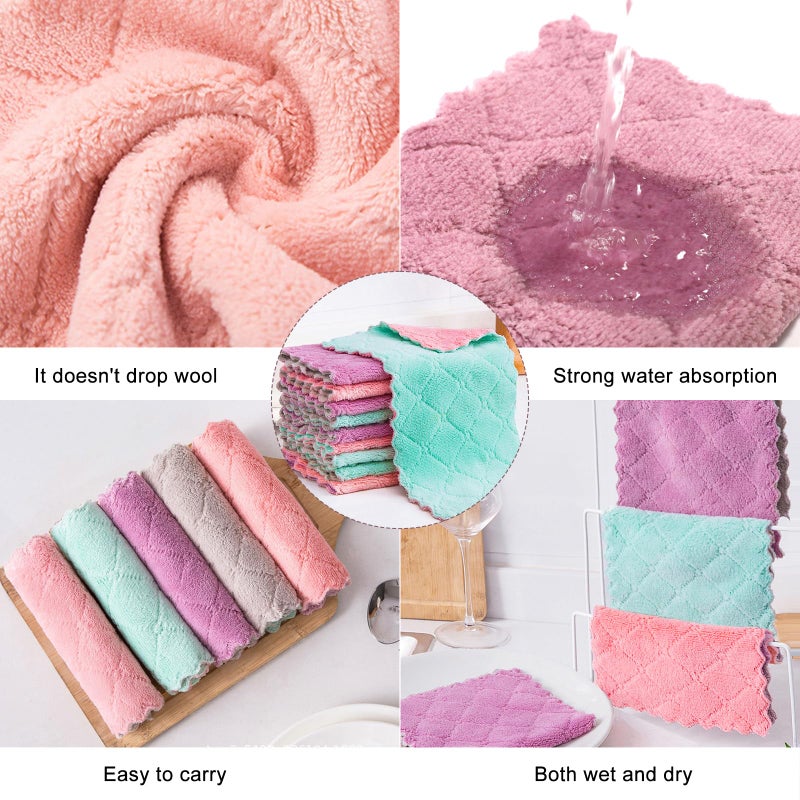 MISSJOJIAY 20 Pack Cleaning Cloth Kitchen Cloth, Dish Towels Super Absorbent Coral Velvet Dishtowels, Microfiber Premium Soft Tea Towels, Quick Dry Rags, Multipurpose Reusable Washcloths, Non-Stick Oil Cloths. - Image 2