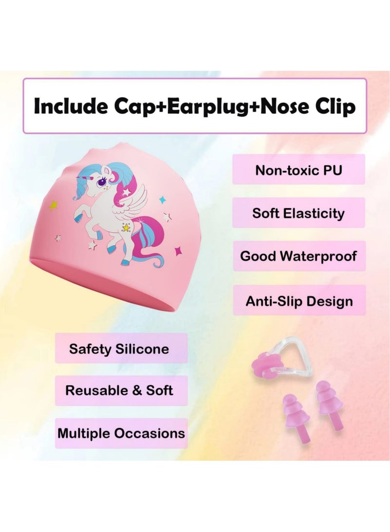 saykfoe Kids Swim Goggles with Swimming Cap for Boys Girls Age 3-14, Anti Fog UV Protection Goggles with Nose Cover, Connect Ear Plugs, No Leaking - Image 3