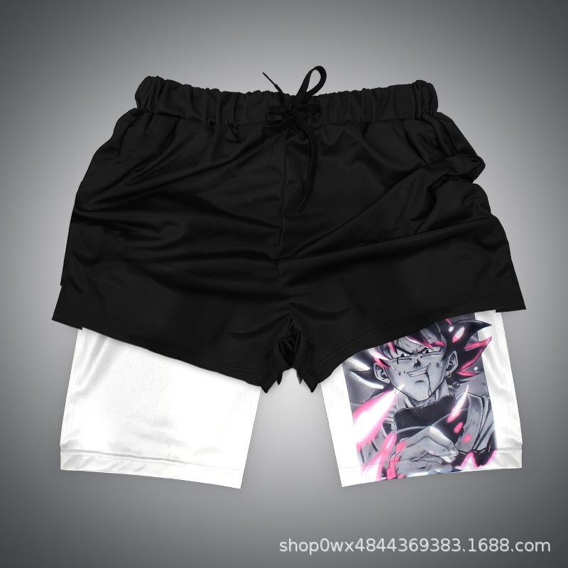 Huo Ying Series Shorts 3D Digital Printing Dragon Ball Double Layer Beach Pants E-Commerce Supply - Image 1