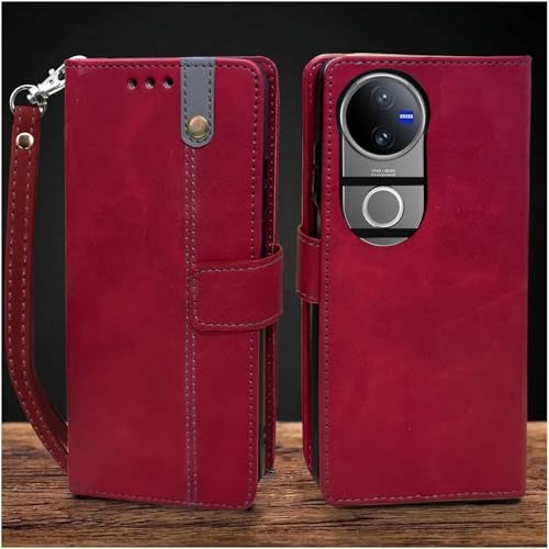 Excelsior Flip Cover for Vivo V50, Vivo V50e, iQOO Z10R, Vivo T4R | Premium PU Leather | Full Protection (Red) - Image 1