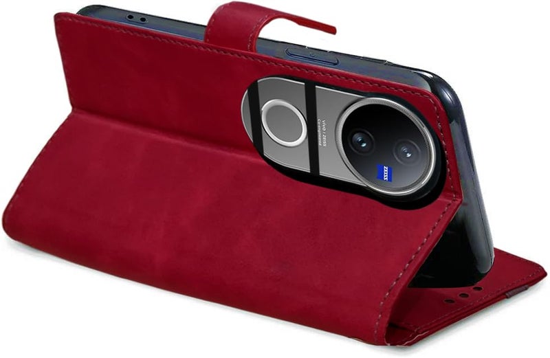 Excelsior Flip Cover for Vivo V50, Vivo V50e, iQOO Z10R, Vivo T4R | Premium PU Leather | Full Protection (Red) - Image 4
