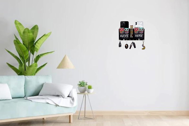 PHICAL ART PHICAL ART Stylish Wooden UV Printed Key Holder with Mobile Stand Key Holder for Home DecorLiving Room 8 Stainless Steel Hooks  - Image 5
