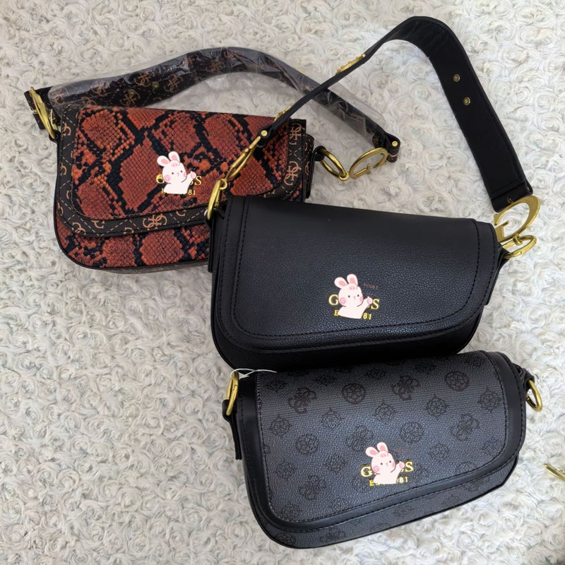 Gs Guess Home Retro Trend Snake Print Old Flower Saddle Armpit Bag Shoulder Slung Women'S Bag - Image 5