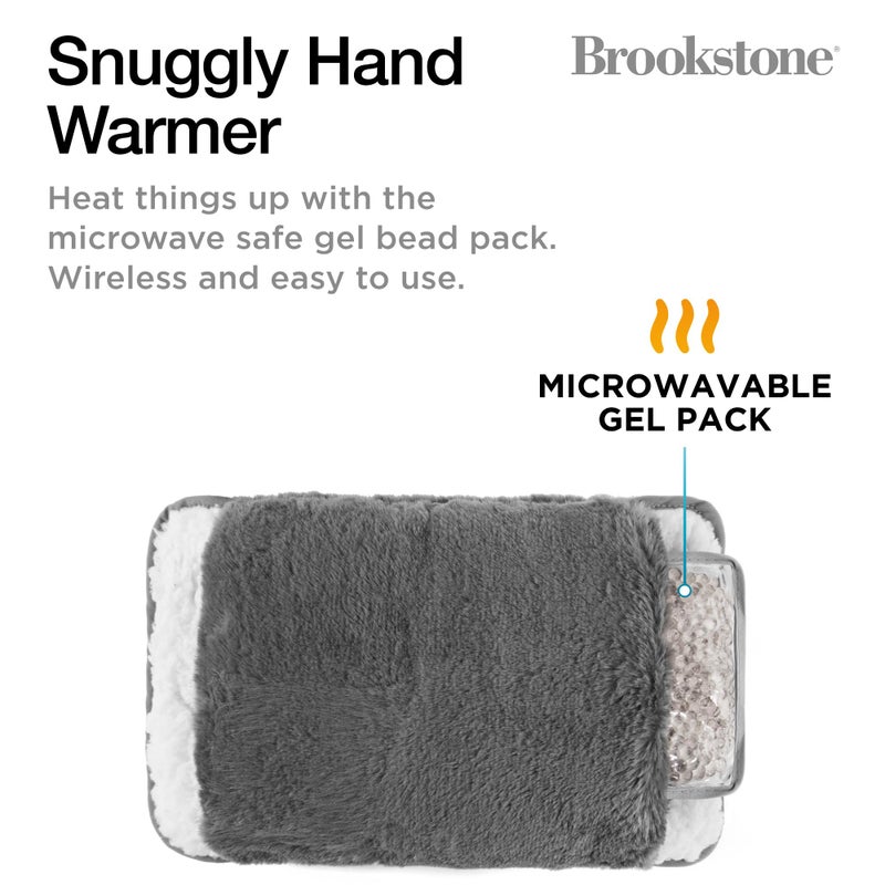 Brookstone Faux Fur Hand Warmer - Soothe Cold Hand Muff with Microwavable Gel Pack for Long Lasting Heat - Cozy Sherpa & Plush Lining for Ultimate Comfort - for Women & Men - Charcoal - Image 3