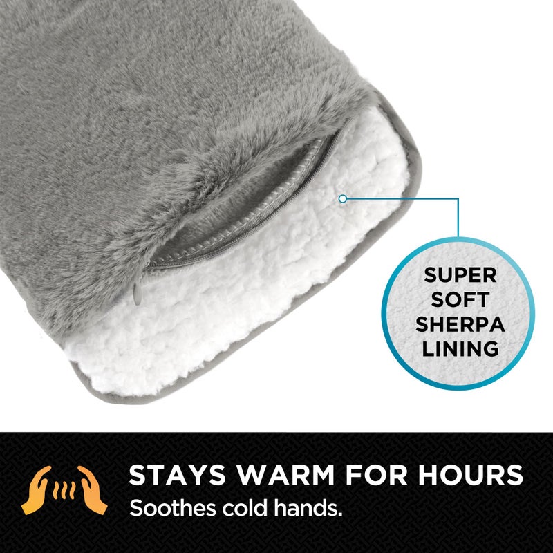 Brookstone Faux Fur Hand Warmer - Soothe Cold Hand Muff with Microwavable Gel Pack for Long Lasting Heat - Cozy Sherpa & Plush Lining for Ultimate Comfort - for Women & Men - Charcoal - Image 4