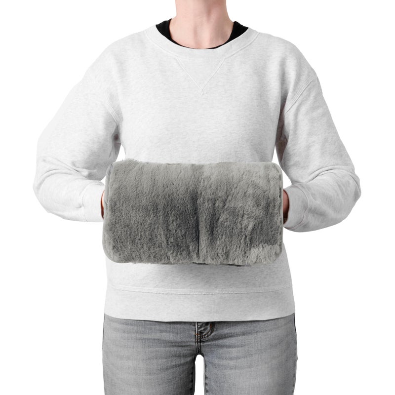 Brookstone Faux Fur Hand Warmer - Soothe Cold Hand Muff with Microwavable Gel Pack for Long Lasting Heat - Cozy Sherpa & Plush Lining for Ultimate Comfort - for Women & Men - Charcoal - Image 1