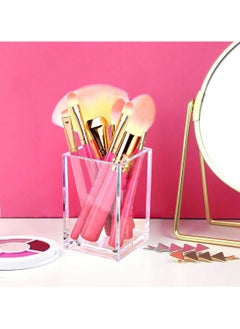 NIIMBOT 2 Pack Clear Acrylic Pencil Pen Holder Cup, Desk Accessories Holder, Makeup Brush Storage Organizer, Modern Design Desktop Stationery Organizer for Office School Home Supplies, 10*6.5*6.5cm, Clear  - Image 5