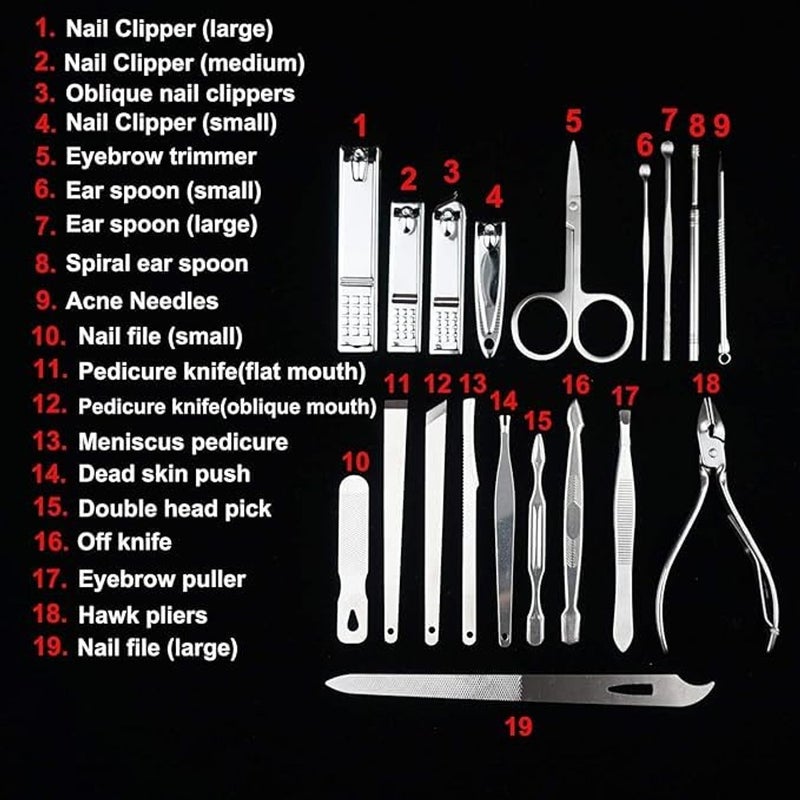 ALKAYAN Manicure and Pedicure Set 19-Piece– Professional Stainless Steel Nail Clipper Kit for Women – Grooming Tools for Nails, Eyebrows, and – Travel Case Included - Image 5
