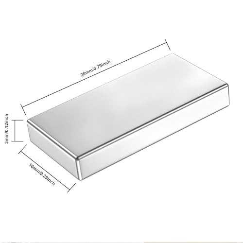 Keukenket 20Pcs Rare Earth Magnets Bars Heavy Duty, Rectangular Metal Small Neodymium Magnets, for Refrigerator Crafts Industrial Tool Storage (20x10x3mm) - Image 2