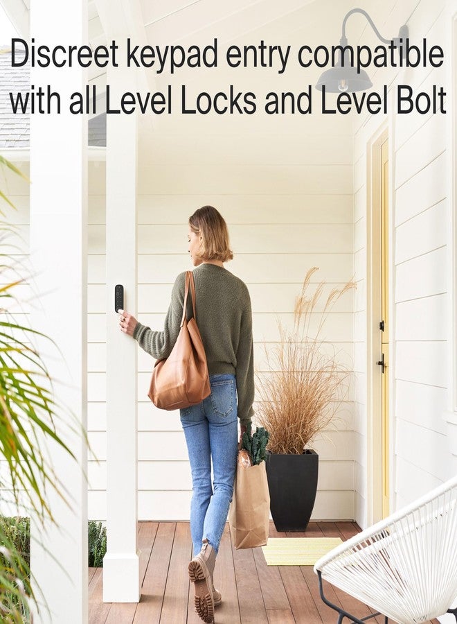 ليفل ملحق قفل لوحة المفاتيح الذكية من Level للاستخدام مع أي قفل أو مزلاج ذكي من Level، مقاوم للعوامل الجوية مع إضاءة خلفية LED، ملحق قفل باب مزود بتقنية Bluetooth للدخول بدون مفتاح (أسود مطفي) - Image 2