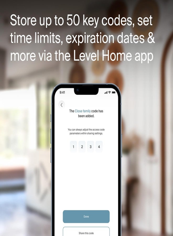 ليفل ملحق قفل لوحة المفاتيح الذكية من Level للاستخدام مع أي قفل أو مزلاج ذكي من Level، مقاوم للعوامل الجوية مع إضاءة خلفية LED، ملحق قفل باب مزود بتقنية Bluetooth للدخول بدون مفتاح (أسود مطفي) - Image 4